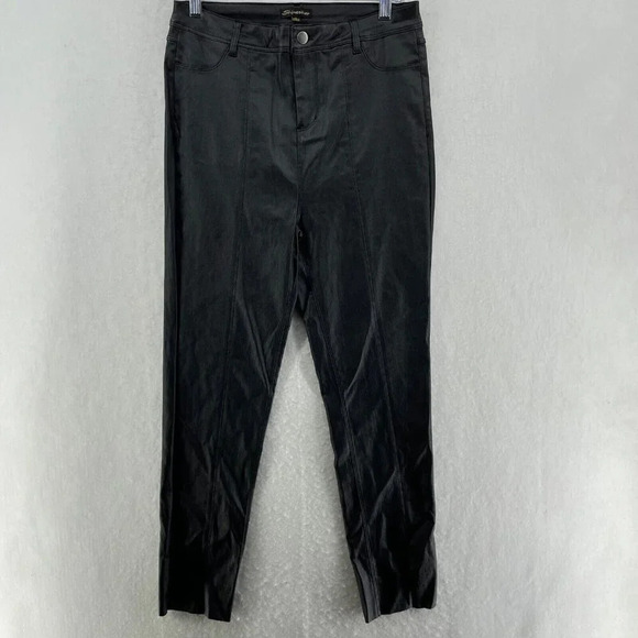 Shinestar Pants Women L Black Slim Stretch Tapered Ankle Career  Casual Button - Picture 1 of 10